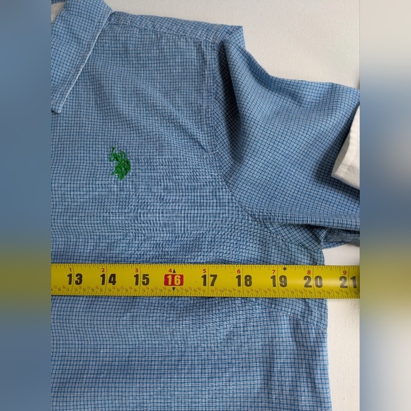 U.S. Polo Assn. Light Blue Checked Women's Button Down Shirt Sz M Cotton Collar - Picture 8 of 9
